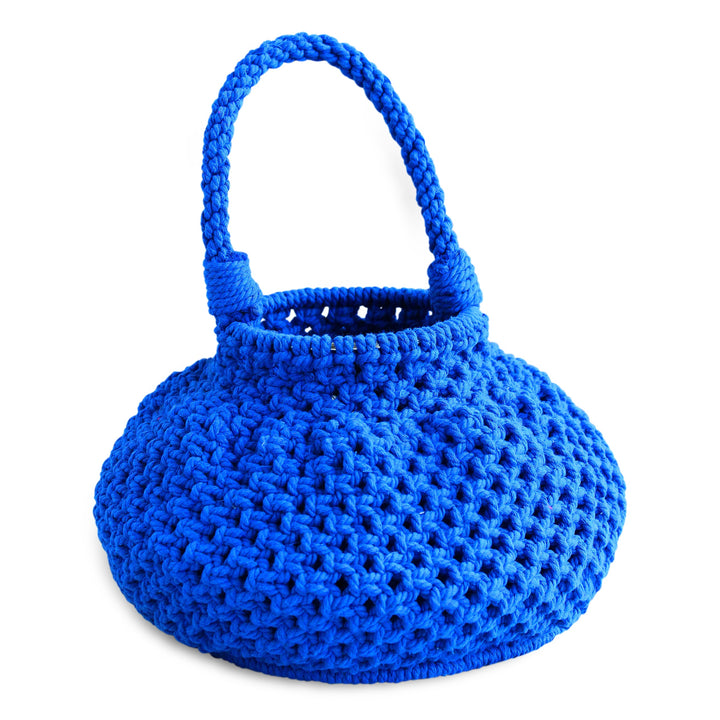 NAGA Macrame Bucket Bag, in Azure Blue by BrunnaCo