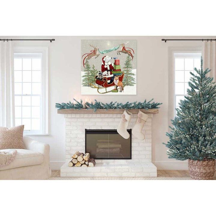 Holiday - Winter Woodland Sleigh Canvas Wall Art by GreenBox Art