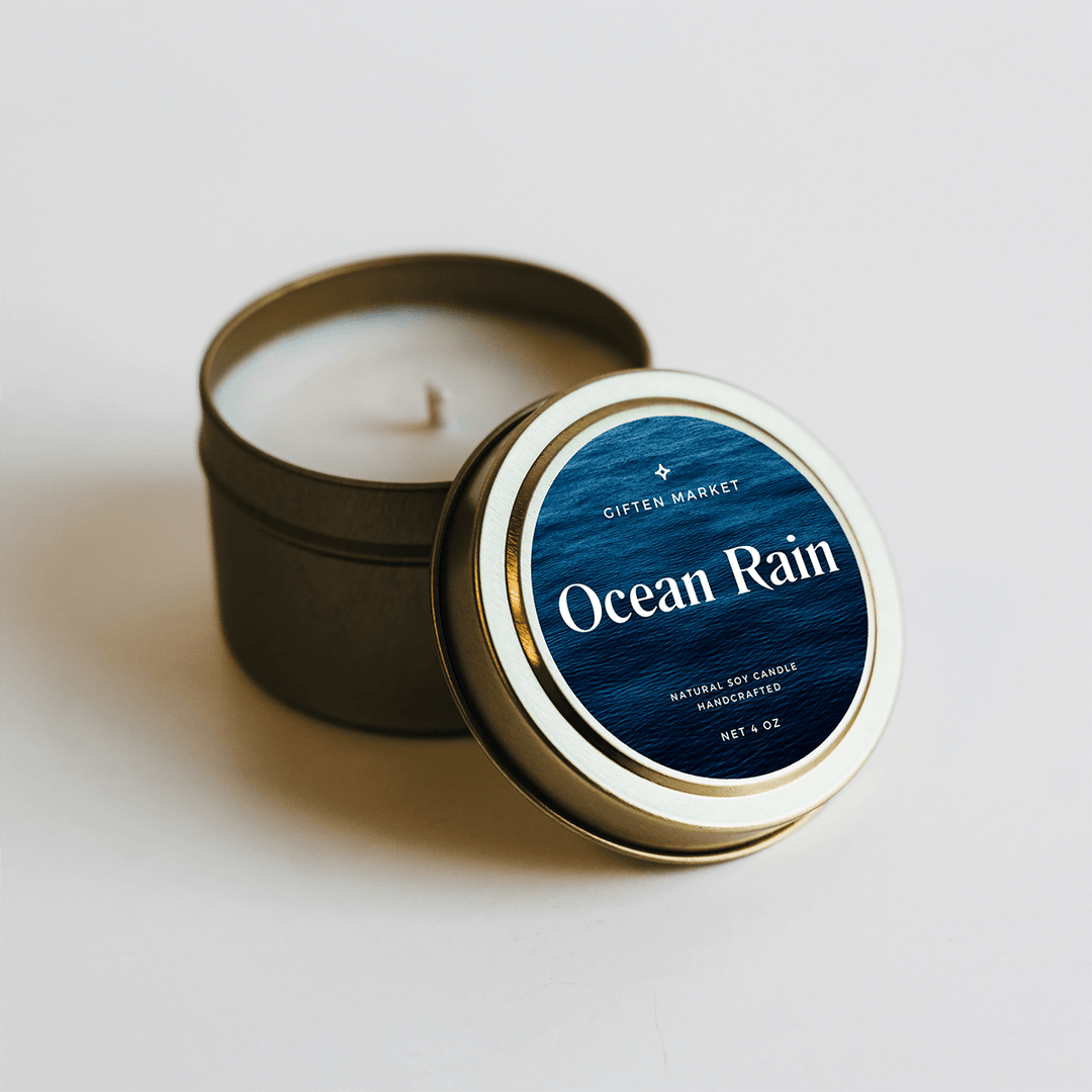 Ocean Rain Gold Travel Candle by Giften Market