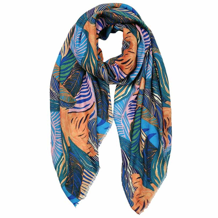 Tropical Leaf Printed Oblong Scarf