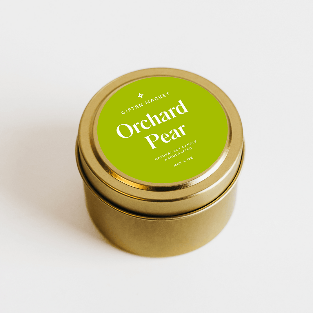 Orchard Pear Gold Travel Candle by Giften Market