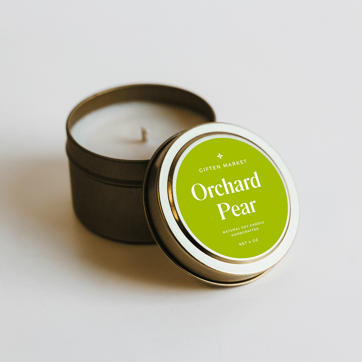 Orchard Pear Gold Travel Candle by Giften Market