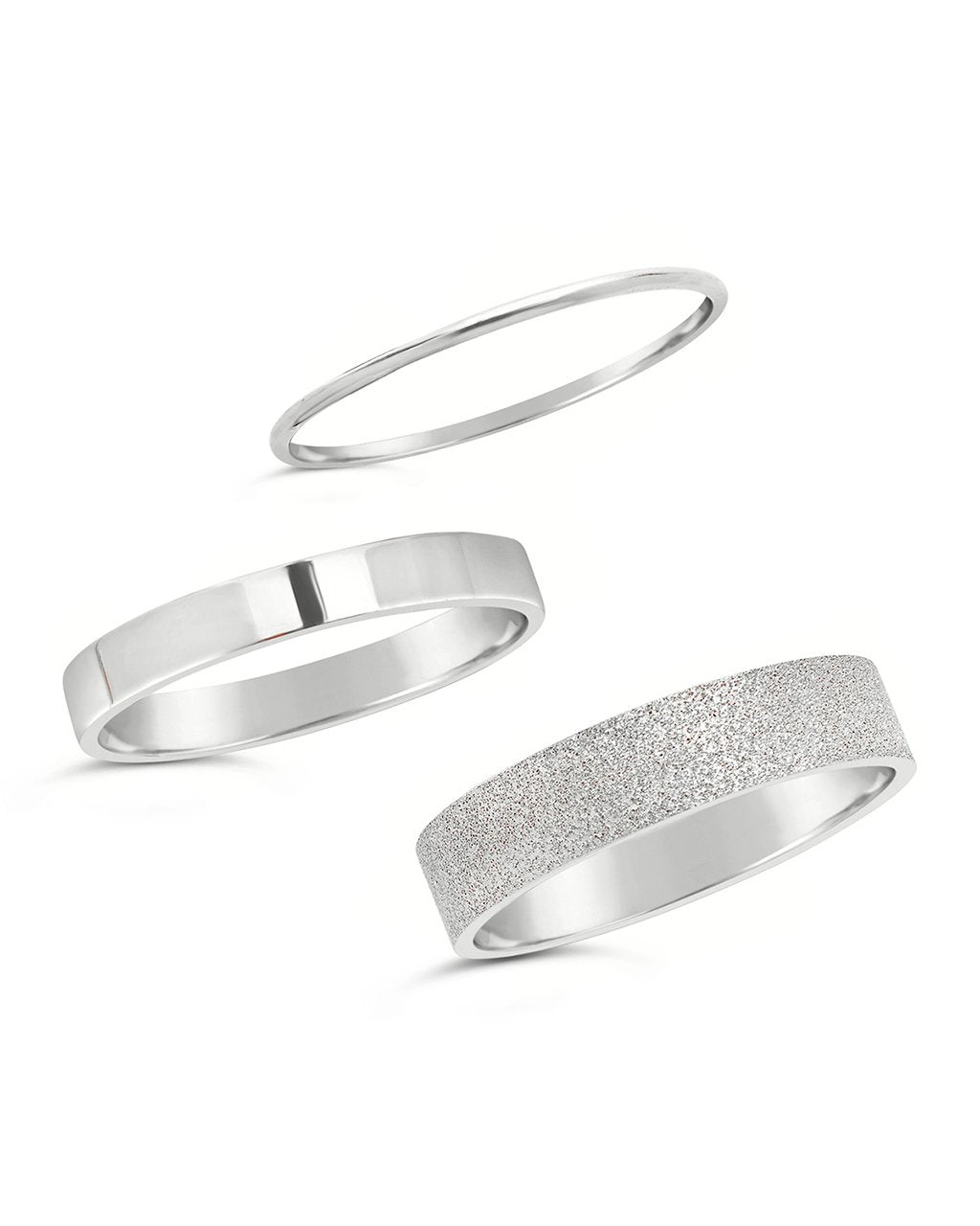 Sterling Silver Textured Stack Ring Set of 3 by Sterling Forever