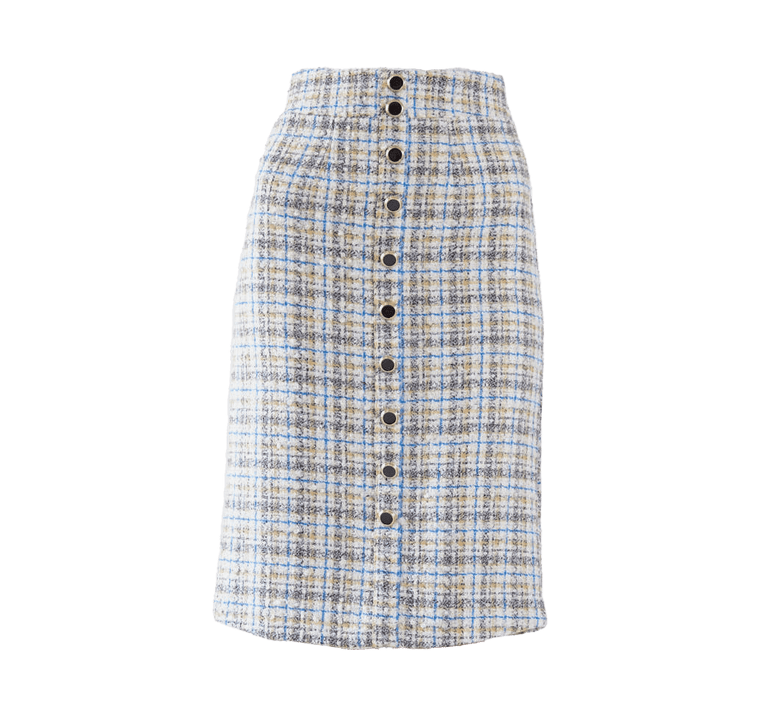 Luxe Plaid Tweed Pencil Skirt by Le Réussi®