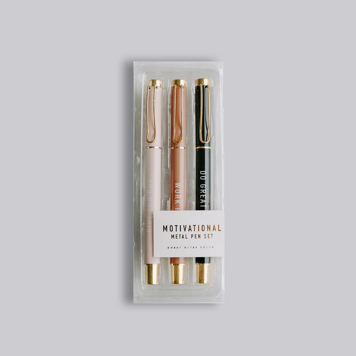 Motivational Metal Pen Set by Sweet Water Decor