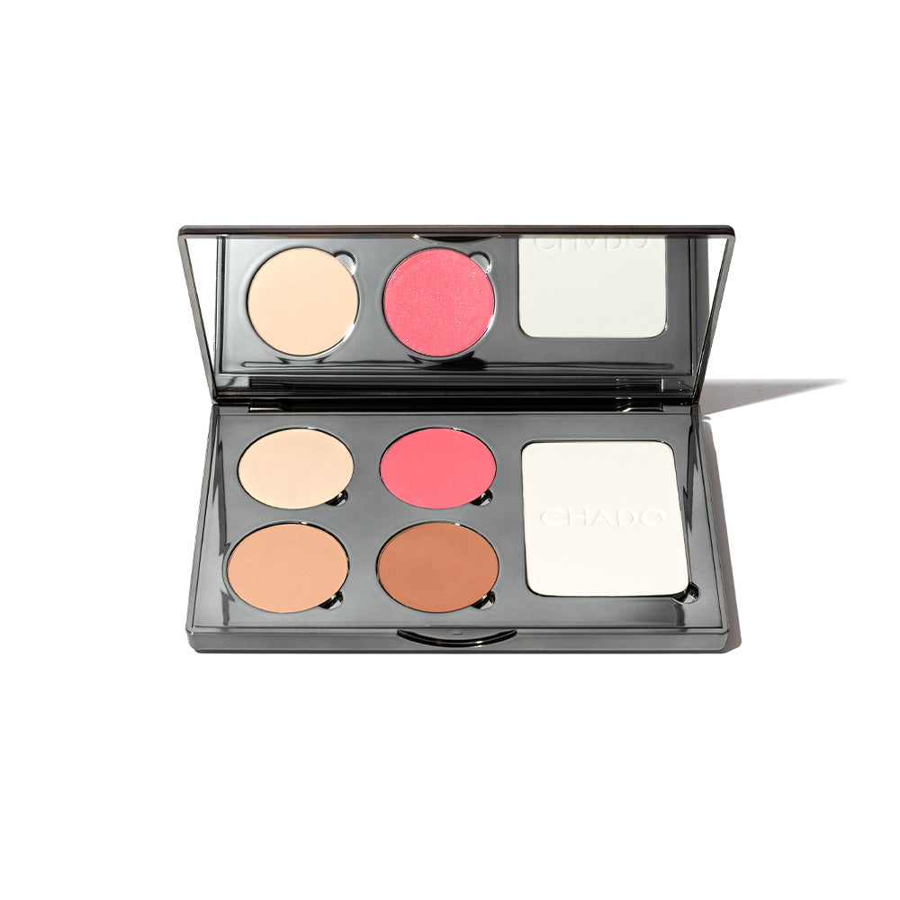 Monts & Merveilles Refillable Sculpting Palette | Bronzer, Blush, Contour, & Highlighter Pressed Powder Palette | Matte Setting Powder | 5 in 1 Face and Cheek Powders | Cruelty Free by CHADO Cosmetics