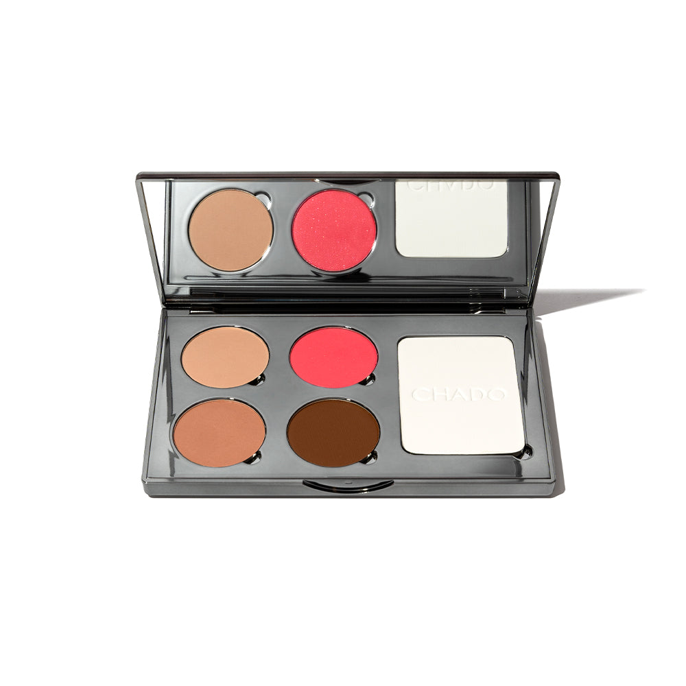 Monts & Merveilles Refillable Sculpting Palette | Bronzer, Blush, Contour, & Highlighter Pressed Powder Palette | Matte Setting Powder | 5 in 1 Face and Cheek Powders | Cruelty Free by CHADO Cosmetics