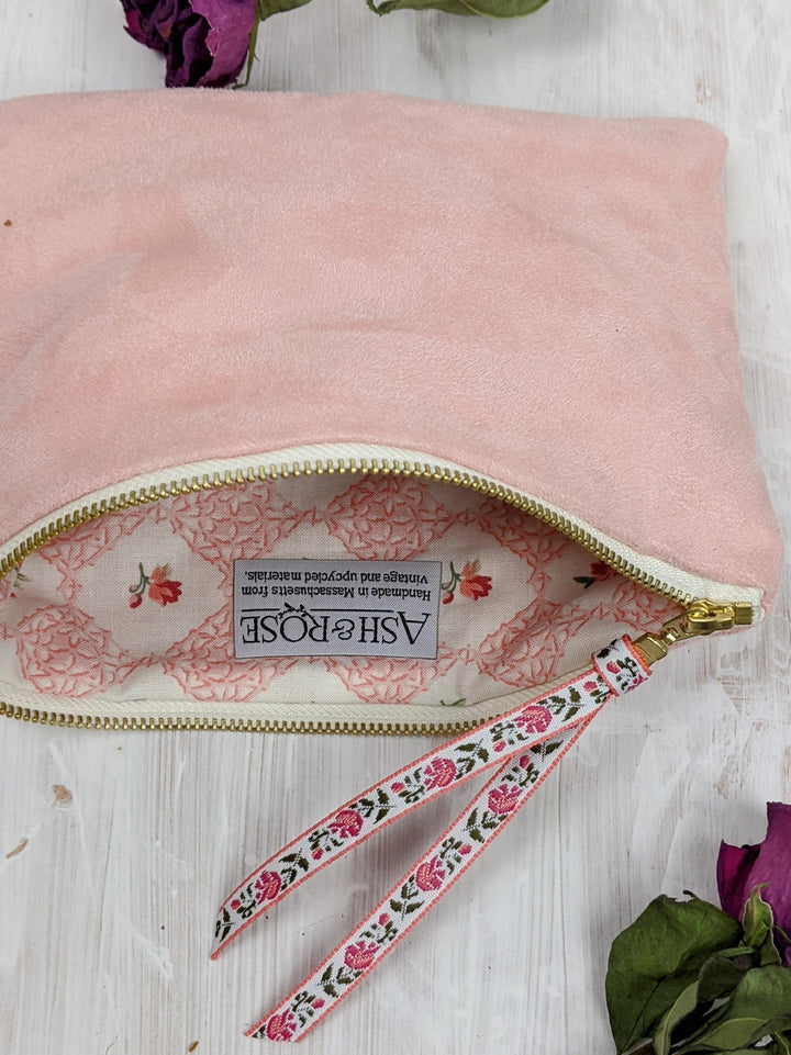 Pink Fleur Vegan Suede Clutch Purse by Ash & Rose