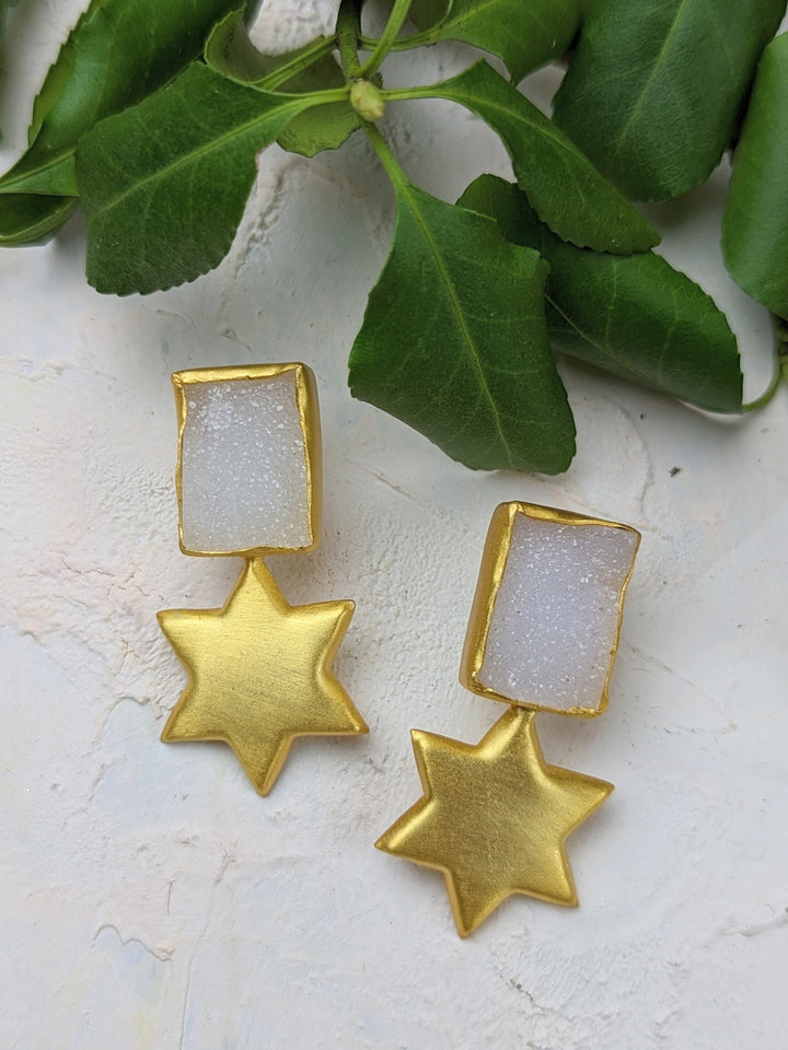 Druzy Star Statement Earrings by Ash & Rose