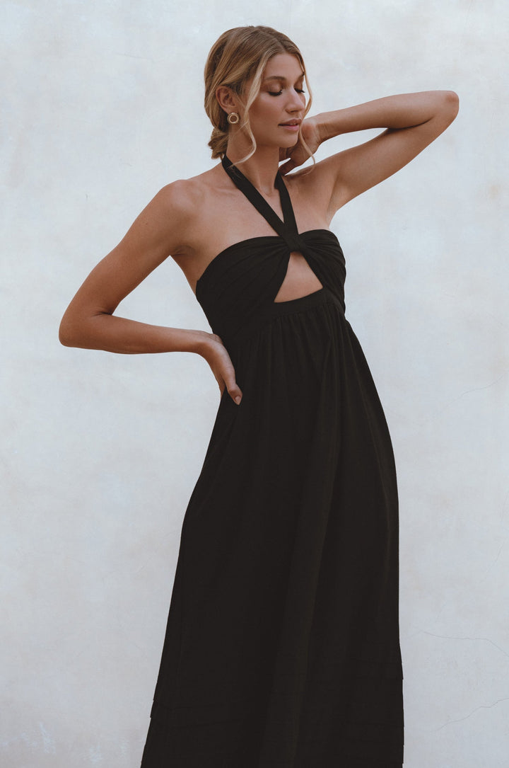 Penelope Halter Linen Maxi Dress by ELF