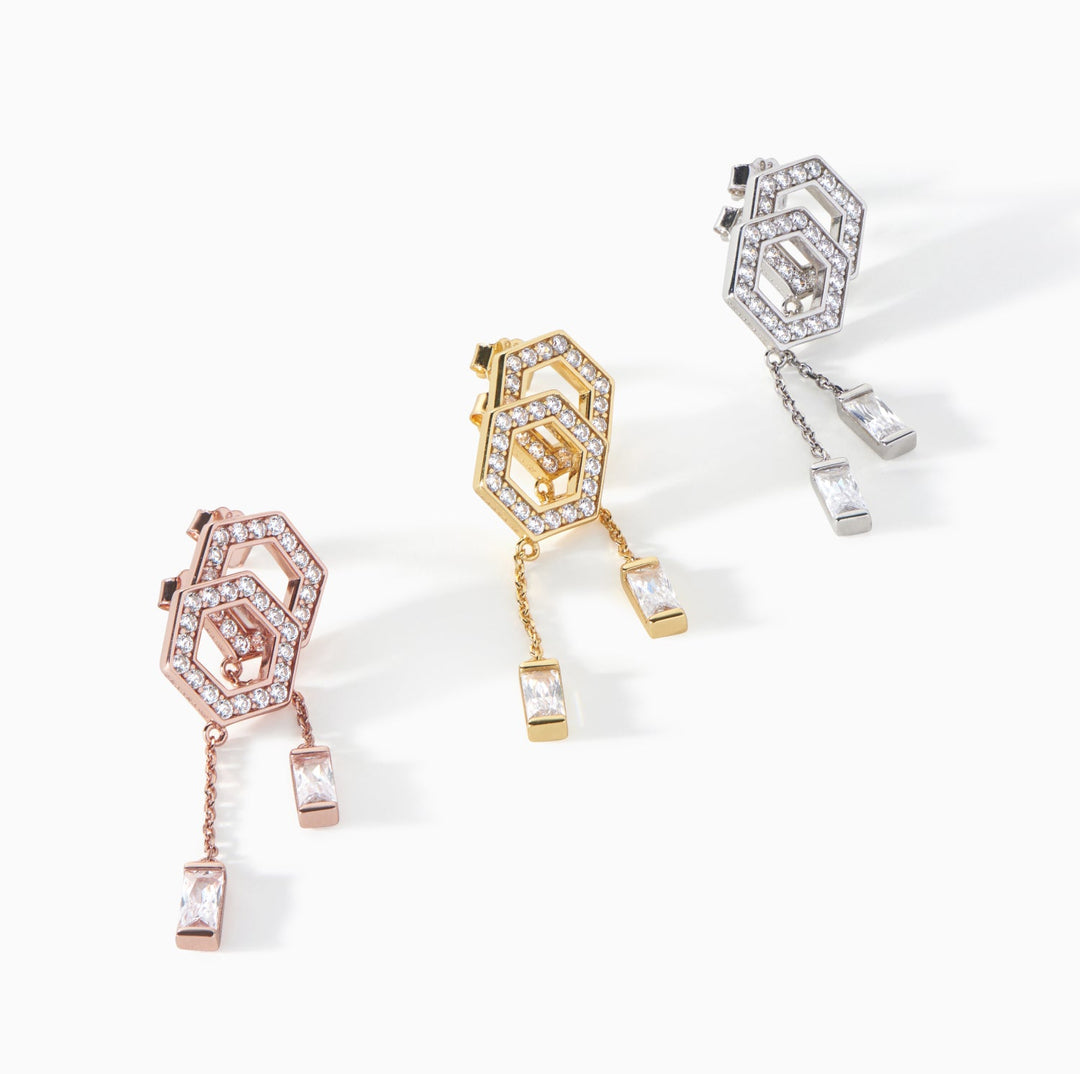 The Tyra Baguette Drop Earrings by Ora Ana