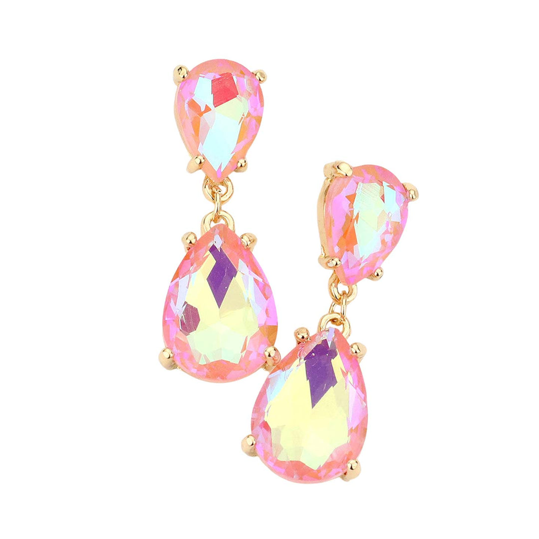 Double Teardrop Link Dangle Evening Earrings by Madeline Love