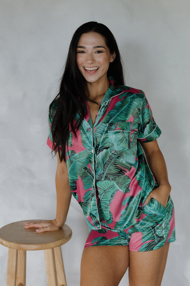 Pink Banana Leaf Pajamas by Spikes and Seams