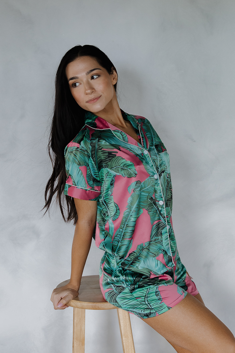 Pink Banana Leaf Pajamas by Spikes and Seams