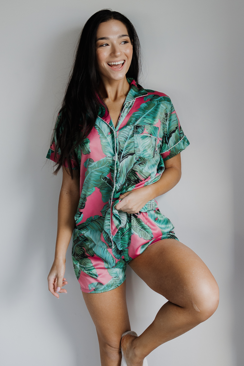 Pink Banana Leaf Pajamas by Spikes and Seams