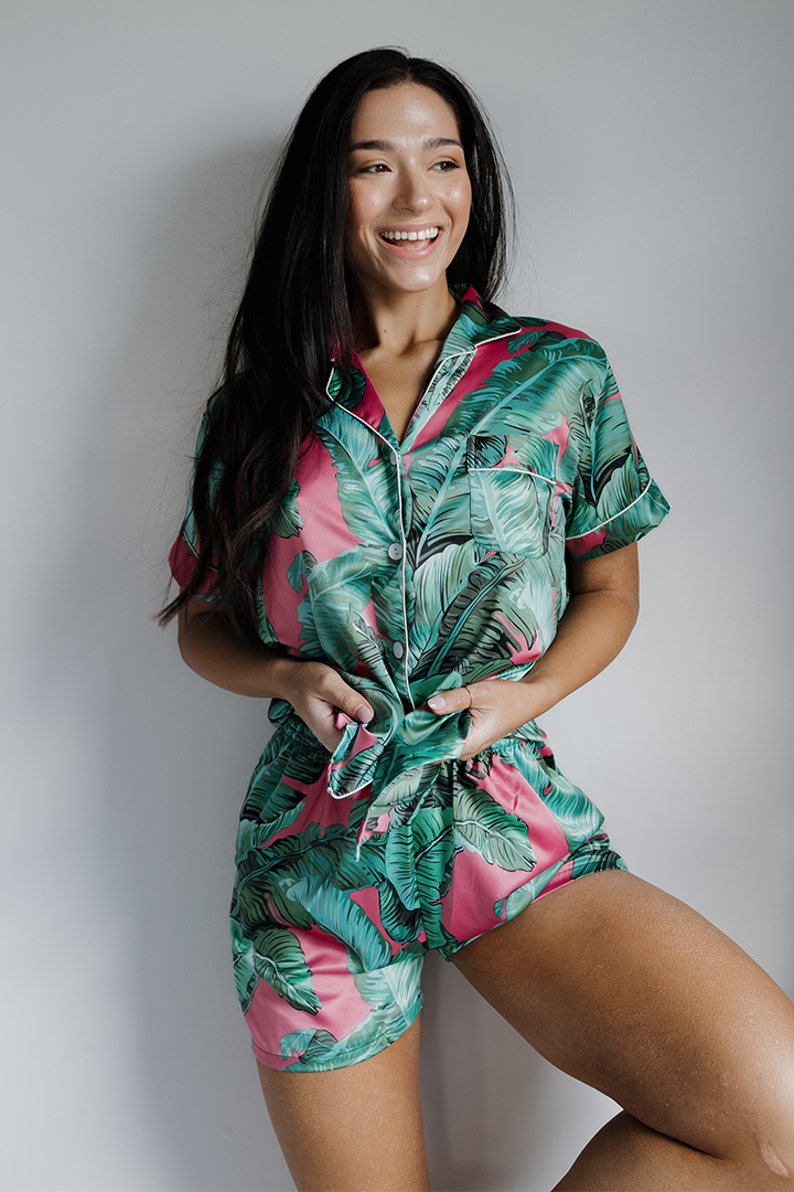 Pink Banana Leaf Pajamas by Spikes and Seams