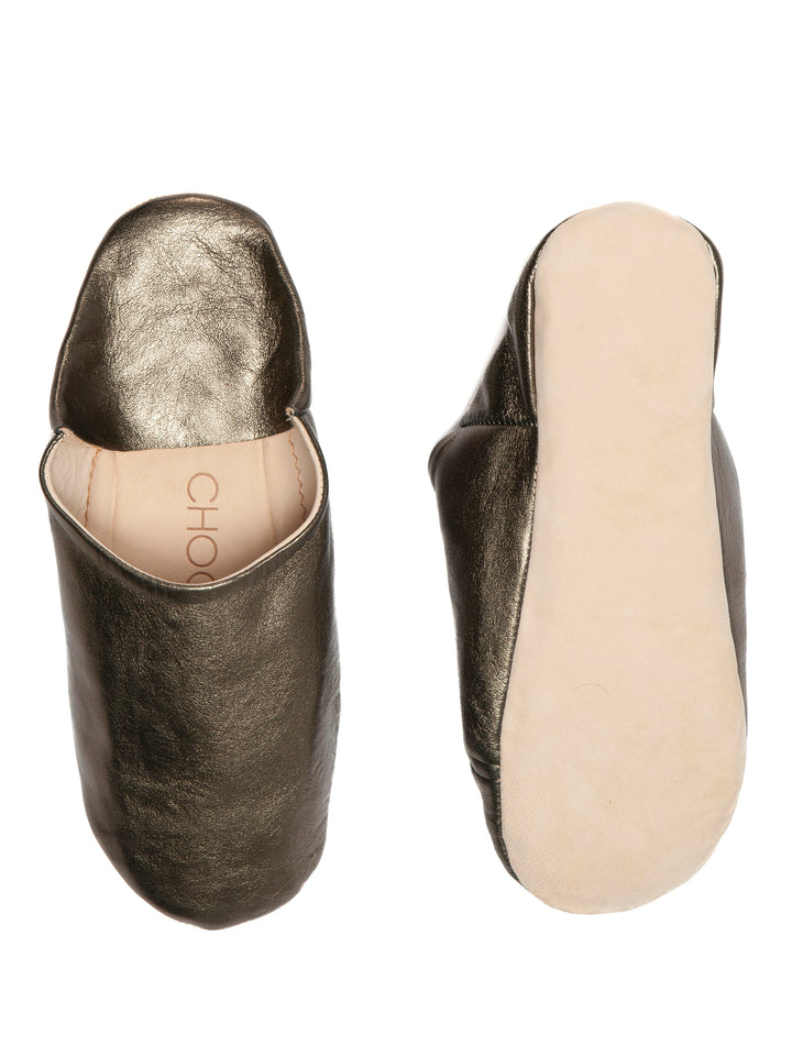 Platinum Moonlit - Leather Slippers by Faz