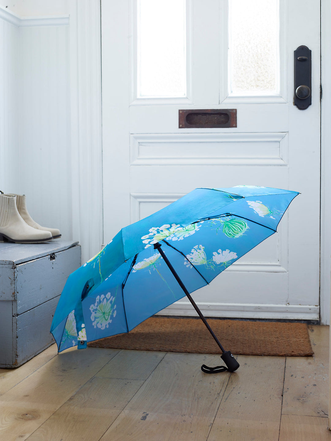 Umbrella:  Queen Anne's Lace on Teal by India & Purry