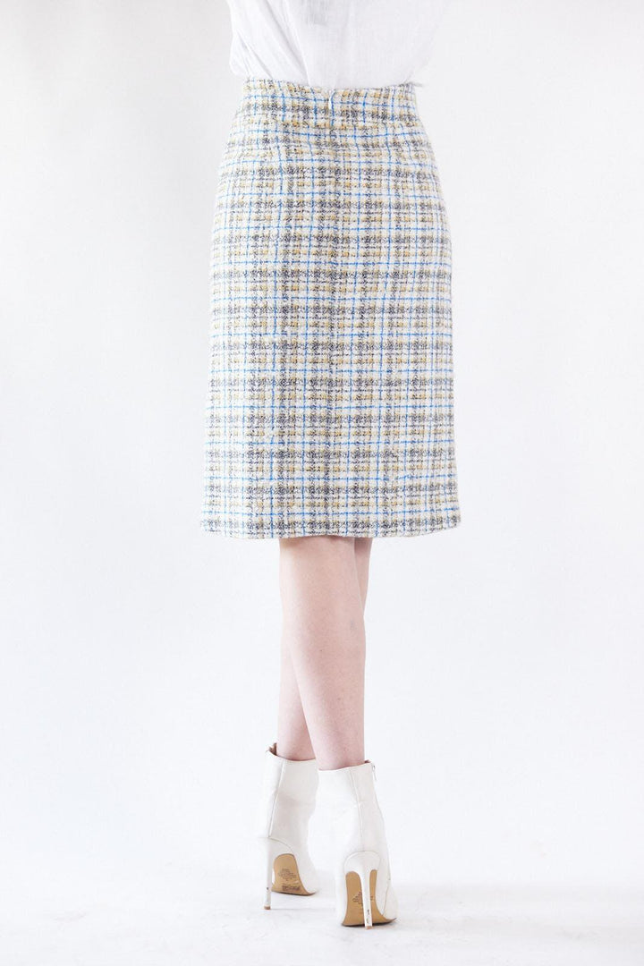 Luxe Plaid Tweed Pencil Skirt by Le Réussi®