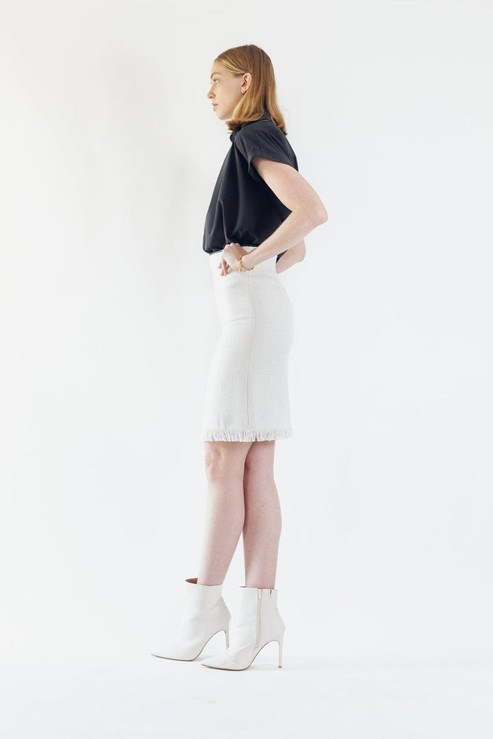 Luxe White Mini Tweed Skirt by Le Réussi®