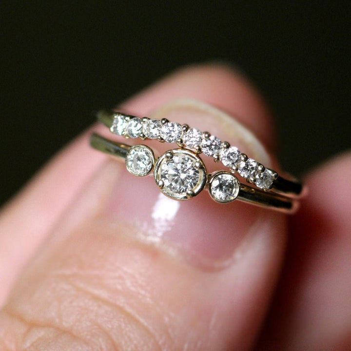 Diamond Wedding Band Sets in 14k Gold by VicStonenNYC Fine Jewelry