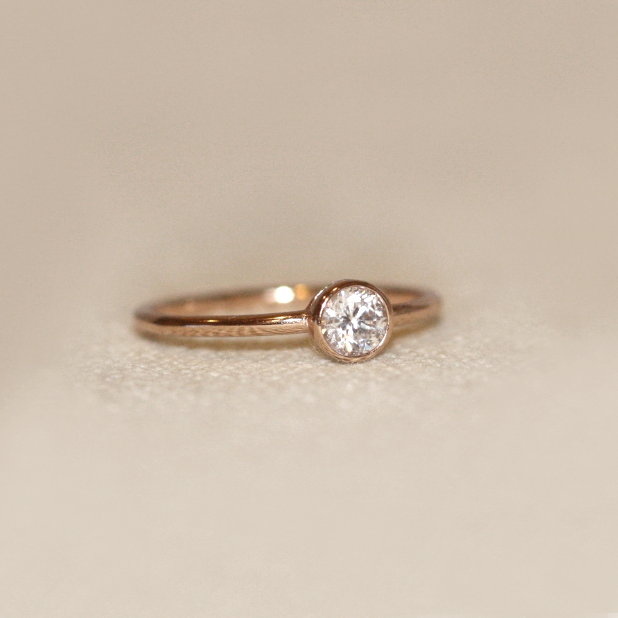 Solitaire Bezel Setting Diamond Engagement Ring by VicStonenNYC Fine Jewelry