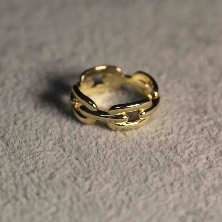 14k Bold Chain Gold Ring by VicStonenNYC Fine Jewelry