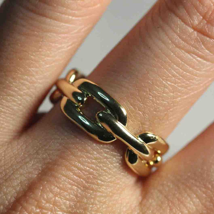 14k Bold Chain Gold Ring by VicStonenNYC Fine Jewelry