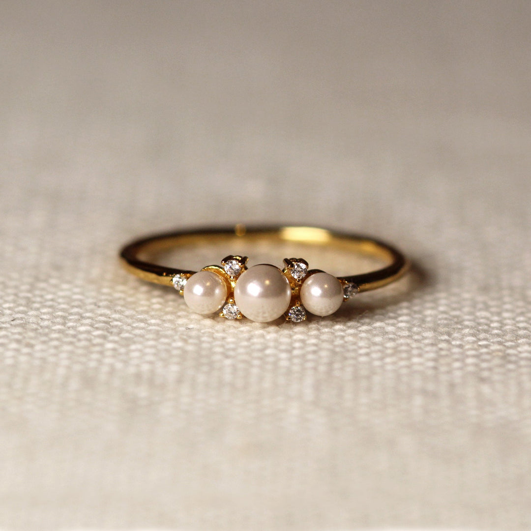 14k Gold Pearl Diamond Ring by VicStonenNYC Fine Jewelry