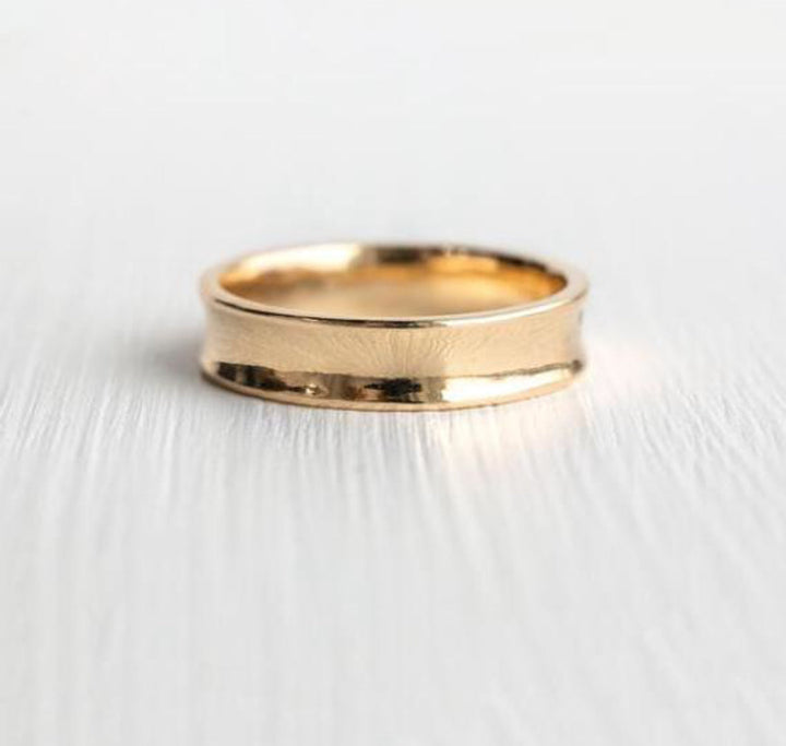 14k Solid Gold 5mm Concave Wedding Band by VicStonenNYC Fine Jewelry