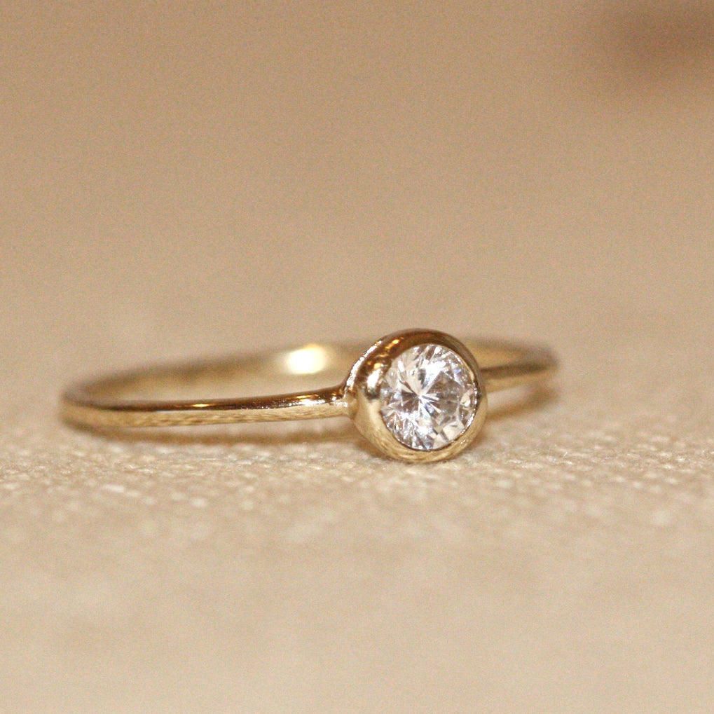 Solitaire Bezel Setting Diamond Engagement Ring by VicStonenNYC Fine Jewelry