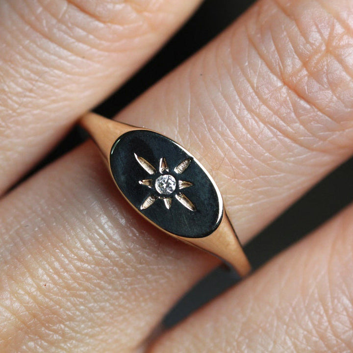 14k Northern Star Signet Ring by VicStonenNYC Fine Jewelry