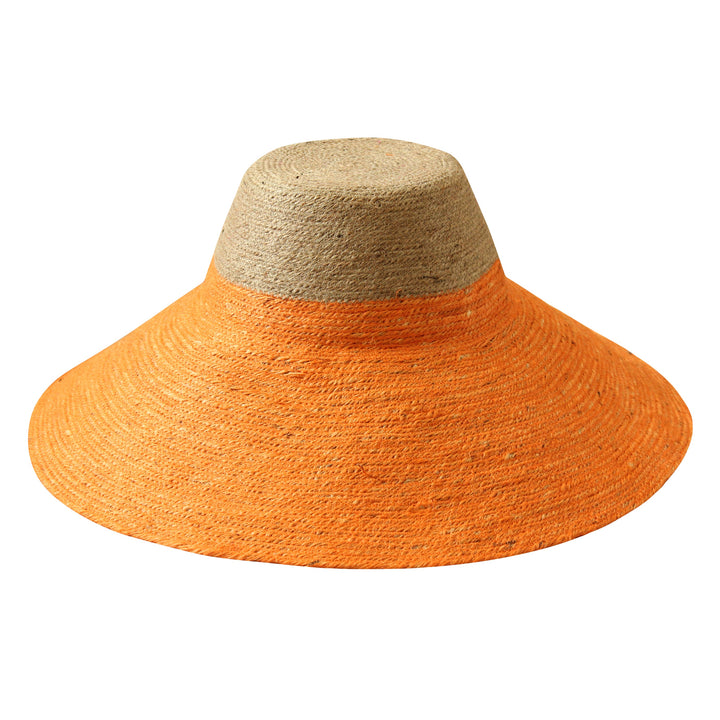 RIRI Duo Jute Handwoven Straw Hat In Pumpkin Orange by BrunnaCo