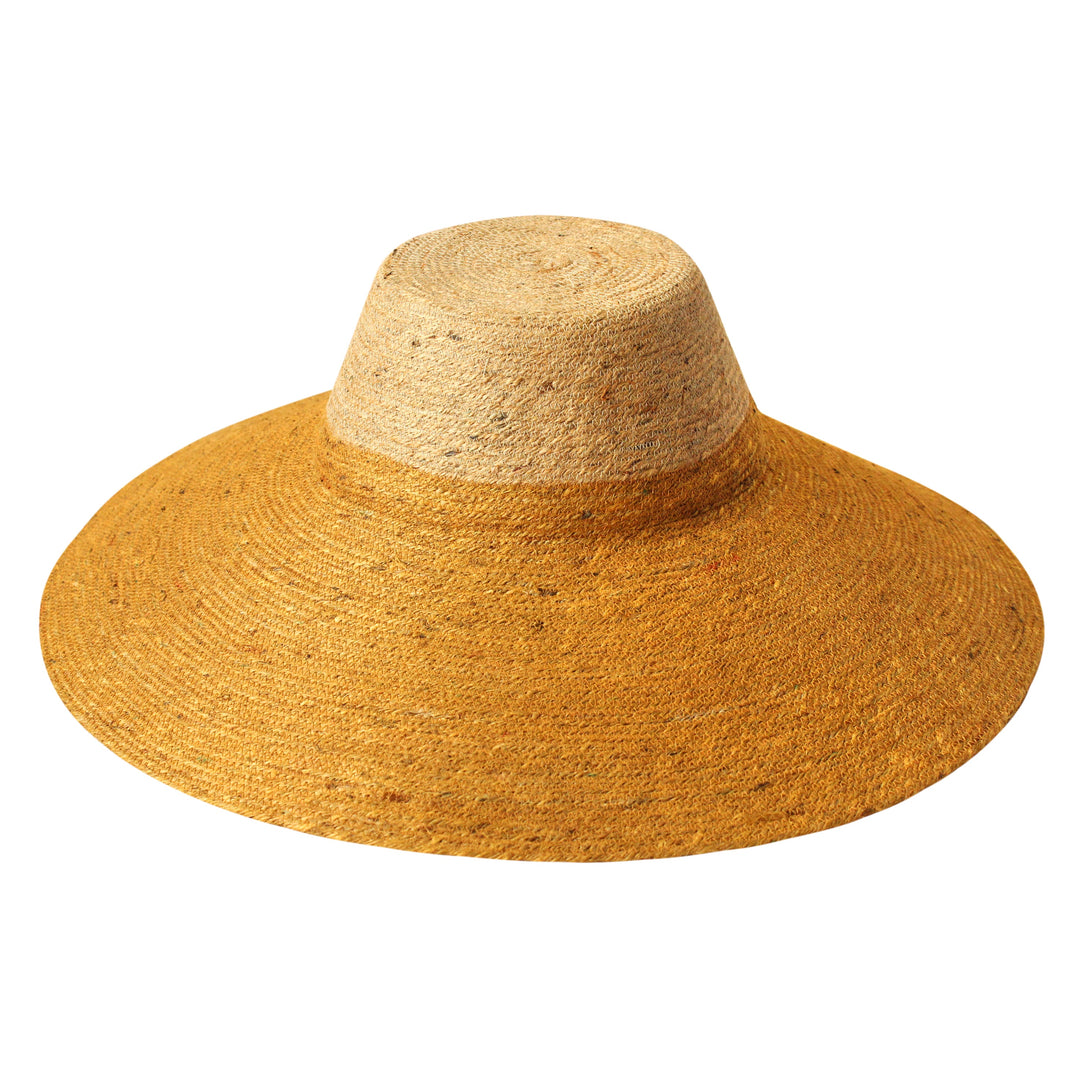 RIRI DUO Jute Handwoven Straw Hat In Nude & Golden Yellow by BrunnaCo