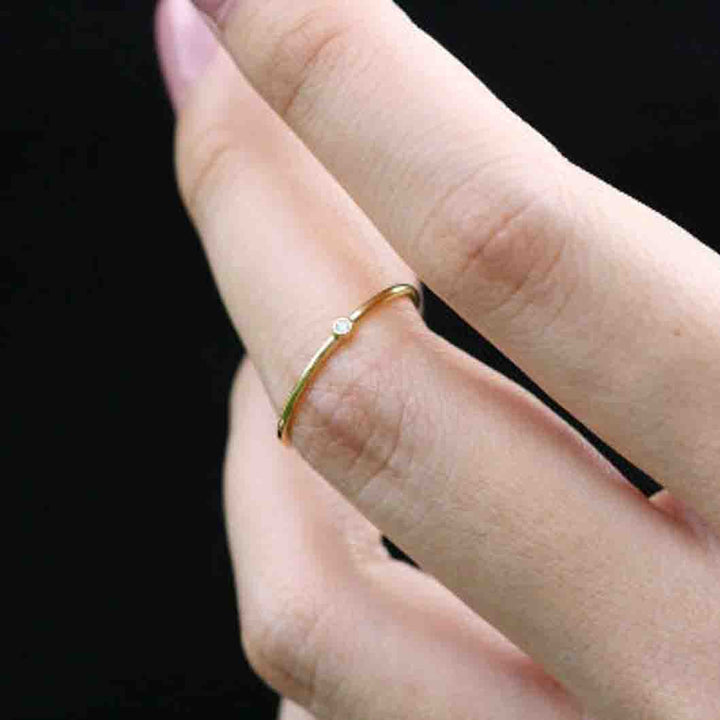 14k Tiny Diamond Simple Gold Ring by VicStonenNYC Fine Jewelry