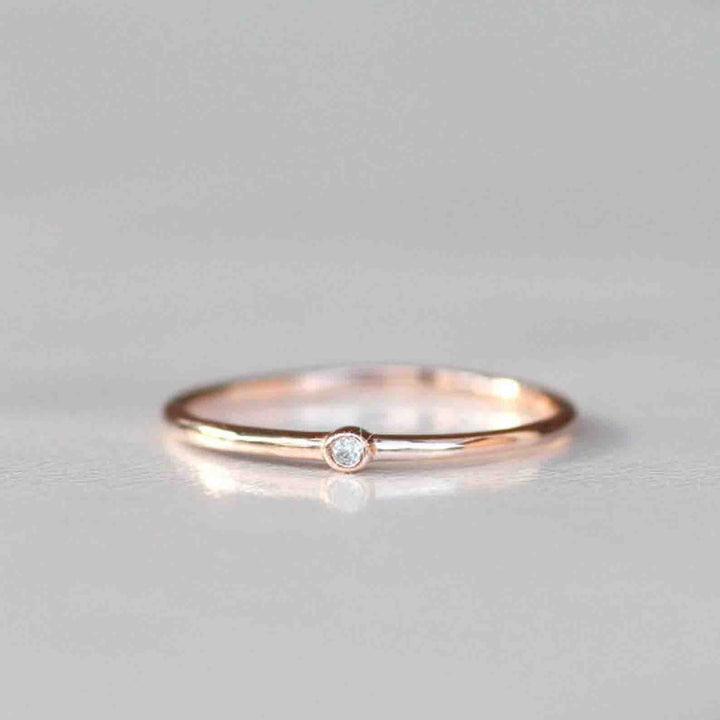 14k Tiny Diamond Simple Gold Ring by VicStonenNYC Fine Jewelry