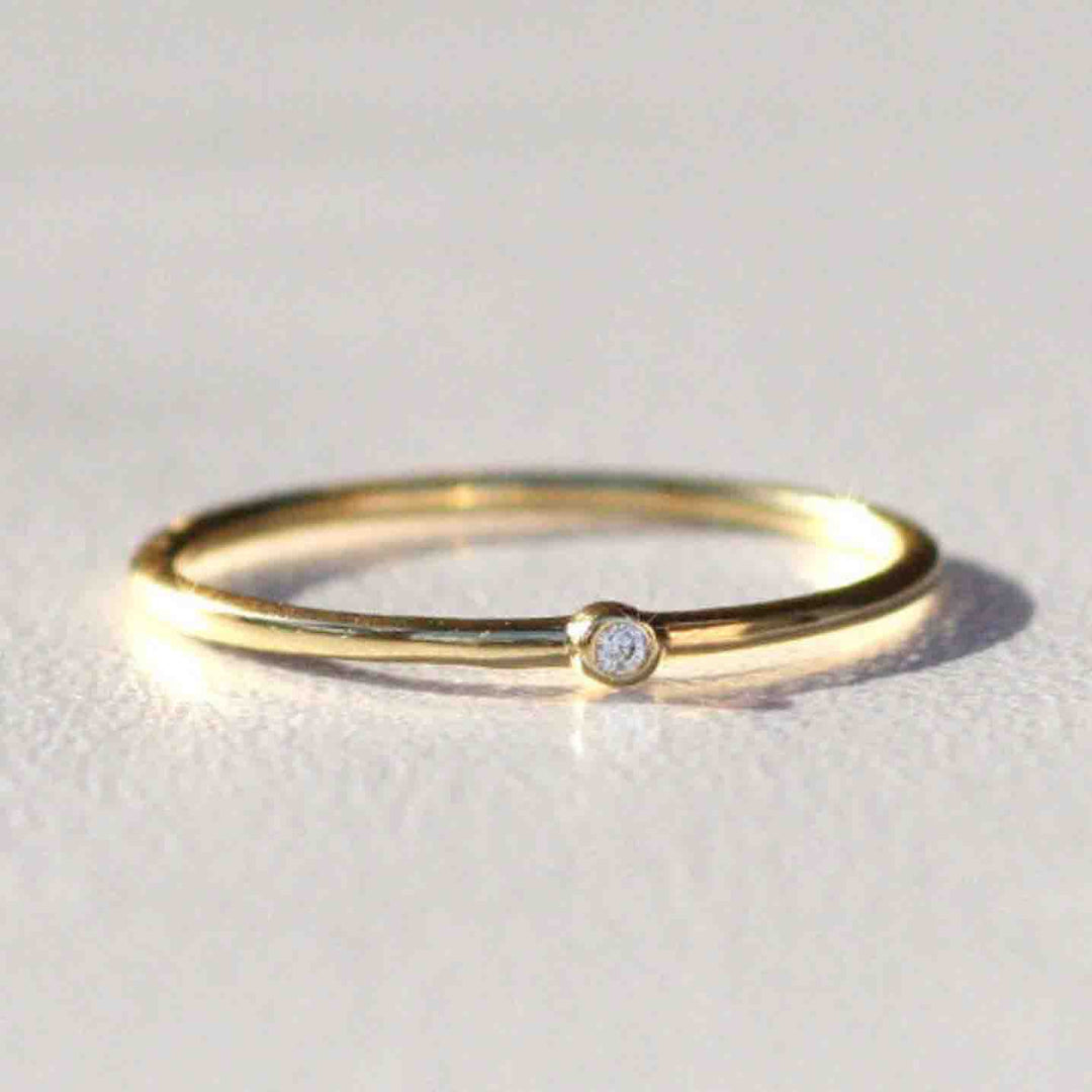 14k Tiny Diamond Simple Gold Ring by VicStonenNYC Fine Jewelry