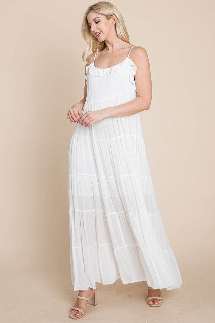 Tiered Tie Strap Cami Maxi Dress by RolyPoly Apparel