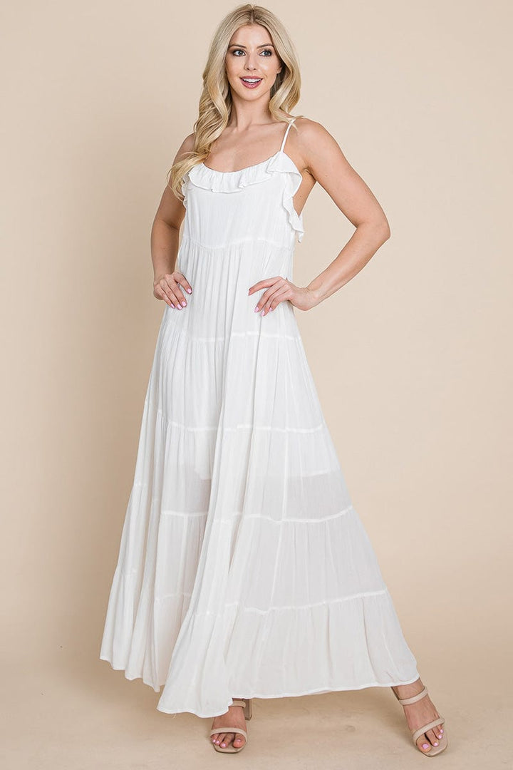 Tiered Tie Strap Cami Maxi Dress by RolyPoly Apparel