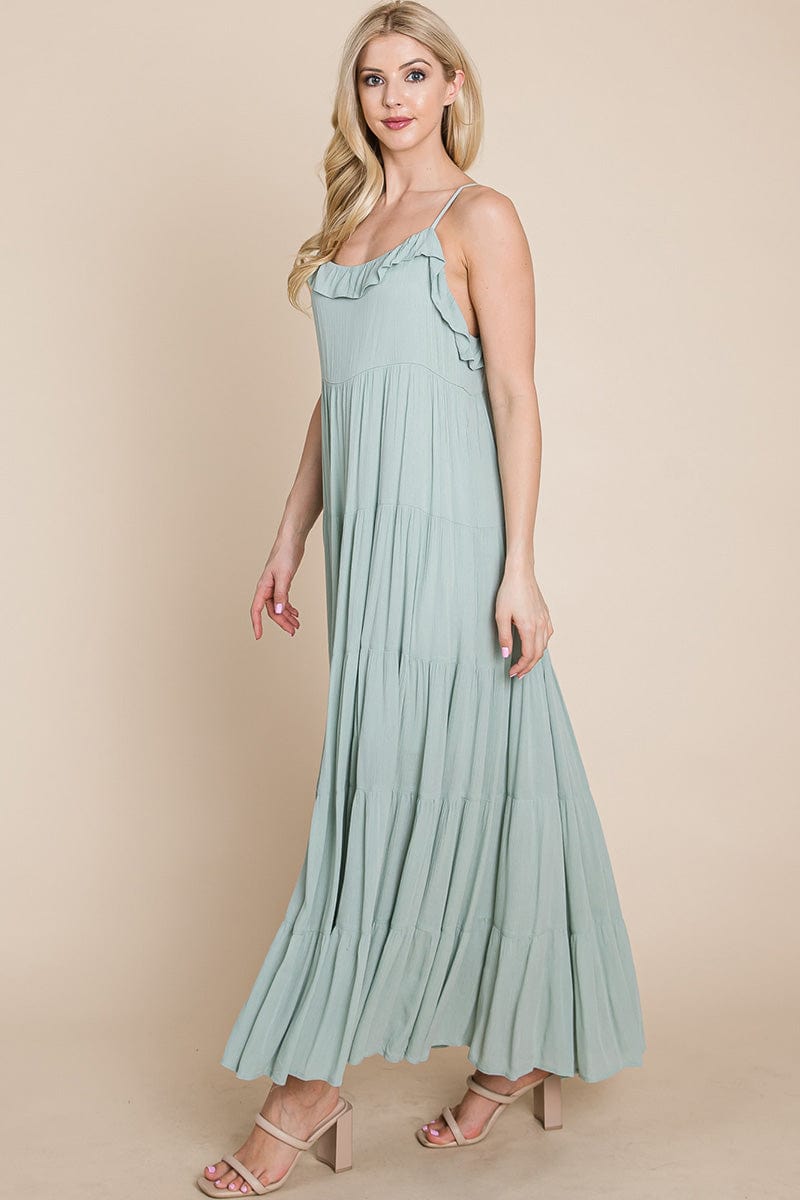 Tiered Tie Strap Cami Maxi Dress by RolyPoly Apparel