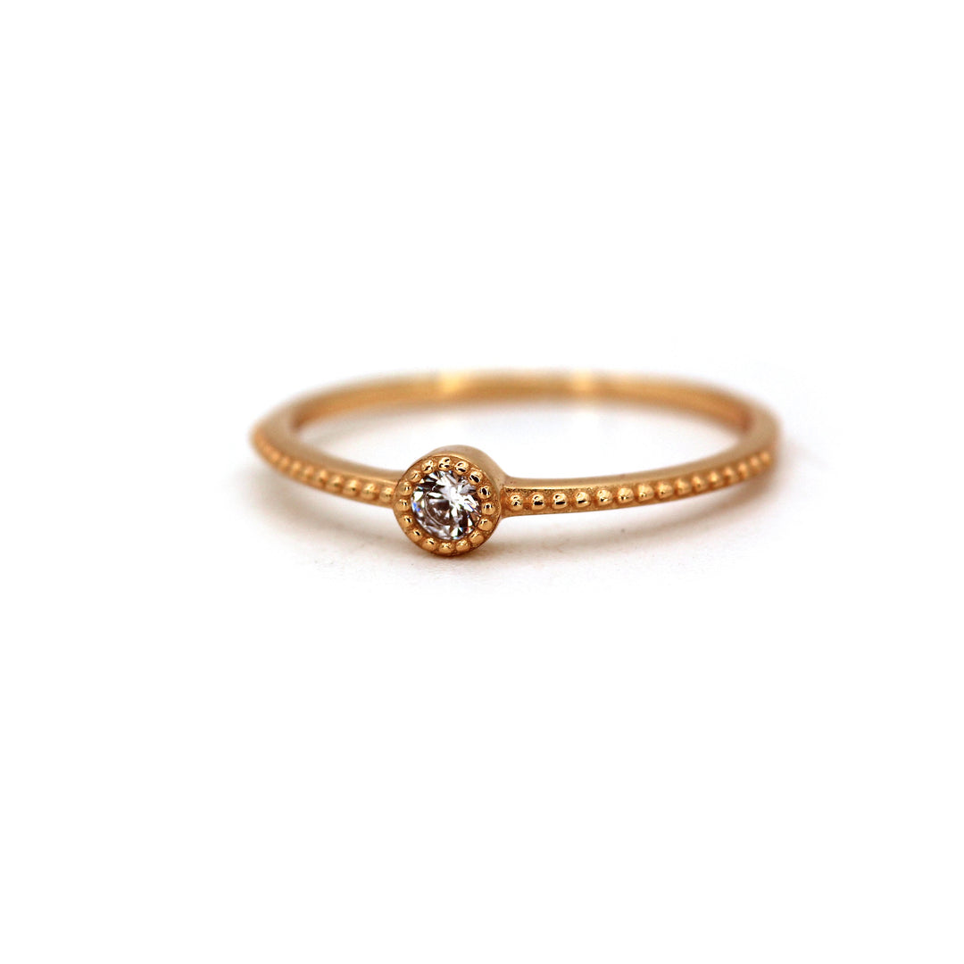 14k Natural Diamond Antique 14K Yellow Solid Gold Ring by VicStonenNYC Fine Jewelry