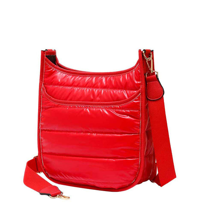 Solid Quilted Shiny Puffer Crossbody Bag