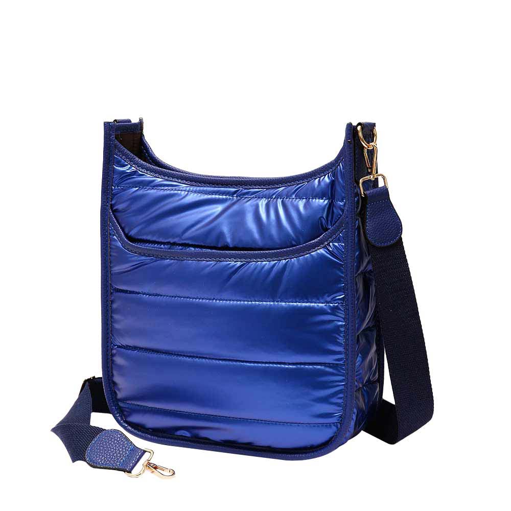 Solid Quilted Shiny Puffer Crossbody Bag