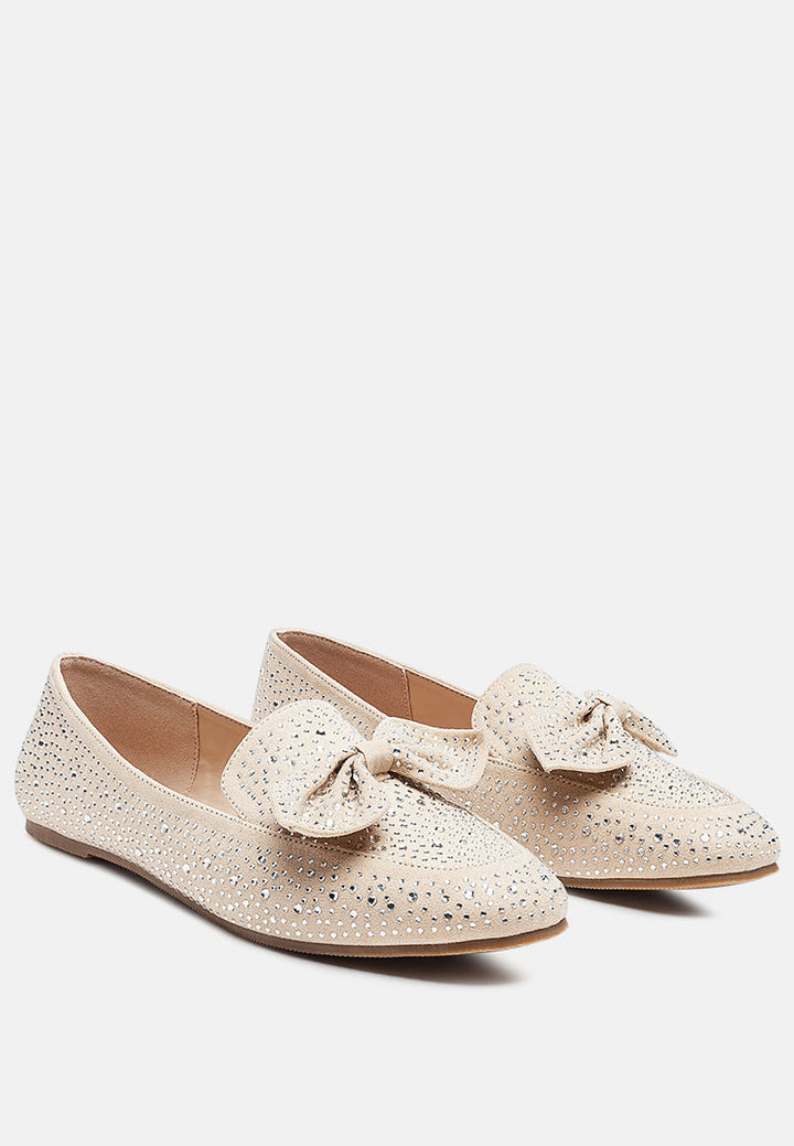 dewdrops embellished casual bow loafers by London Rag