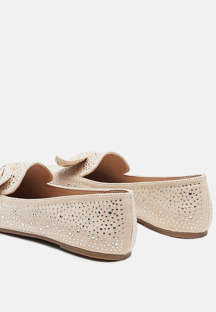 dewdrops embellished casual bow loafers by London Rag