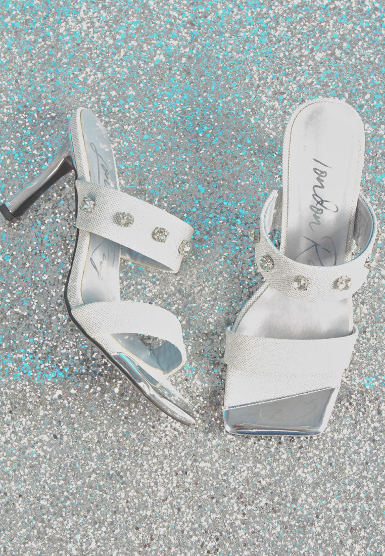 diamante embellished glitter sandals by London Rag