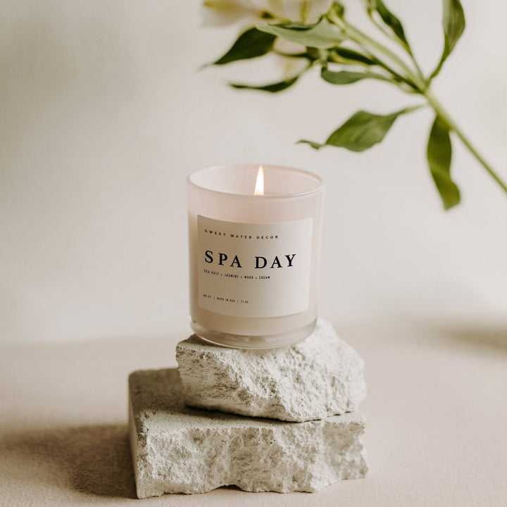 Spa Day Soy Candle - White Jar - 11 oz by Sweet Water Decor