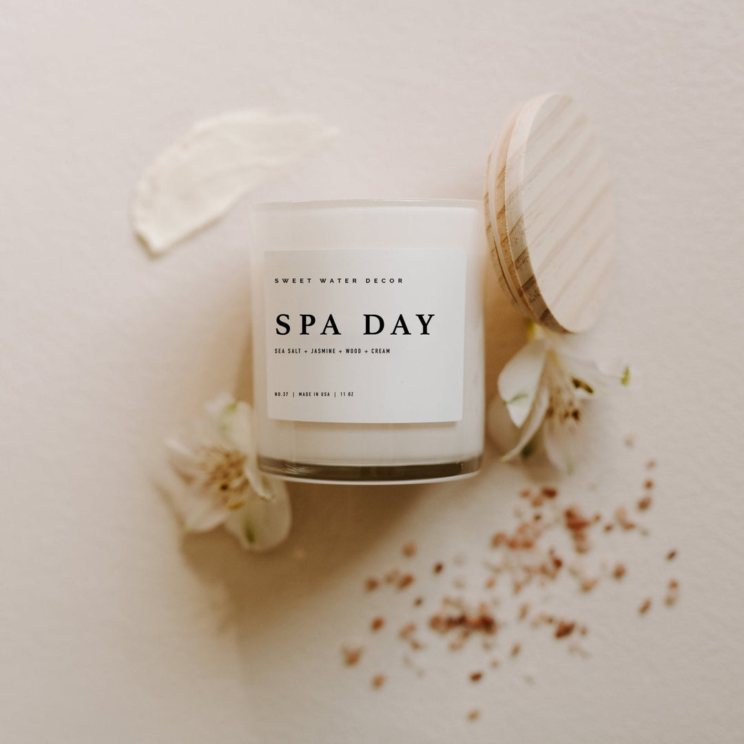 Spa Day Soy Candle - White Jar - 11 oz by Sweet Water Decor