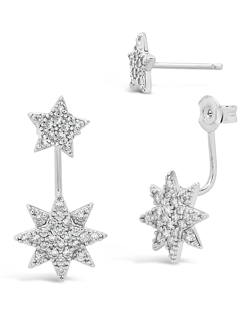 CZ Starburst Jacket Earrings by Sterling Forever