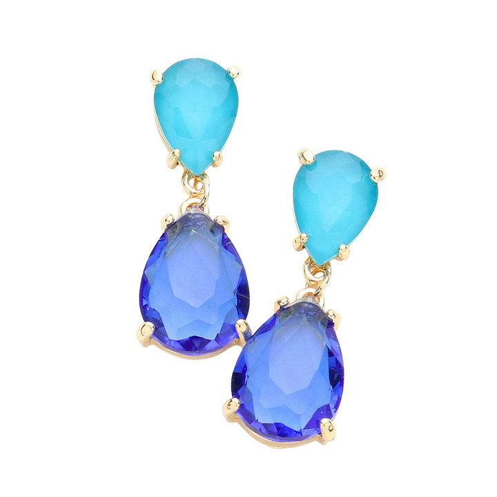 Double Teardrop Link Dangle Evening Earrings by Madeline Love